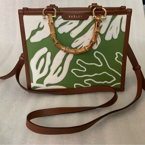 Radley London Limited Edition Bamboo Handle Leather Satchel — Seaweed Coastal